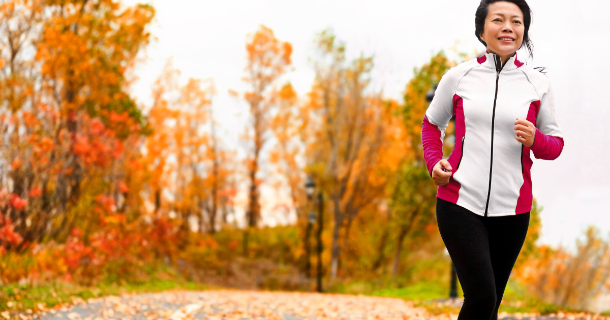 woman running plus having HRT for optimum wellness