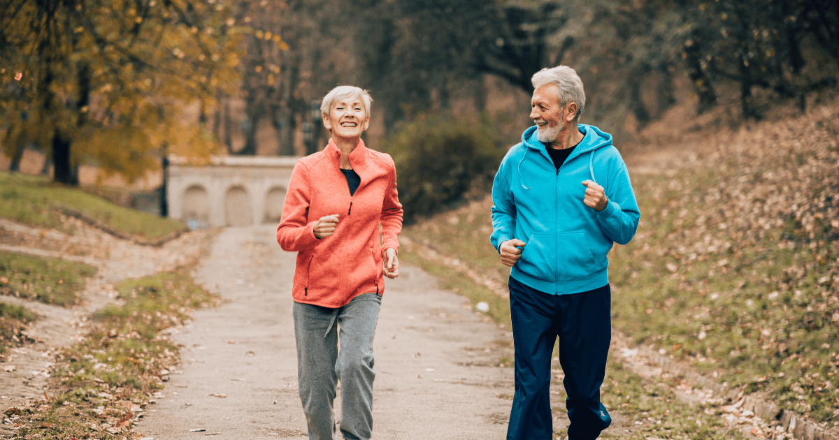 senior couple with energy to jog