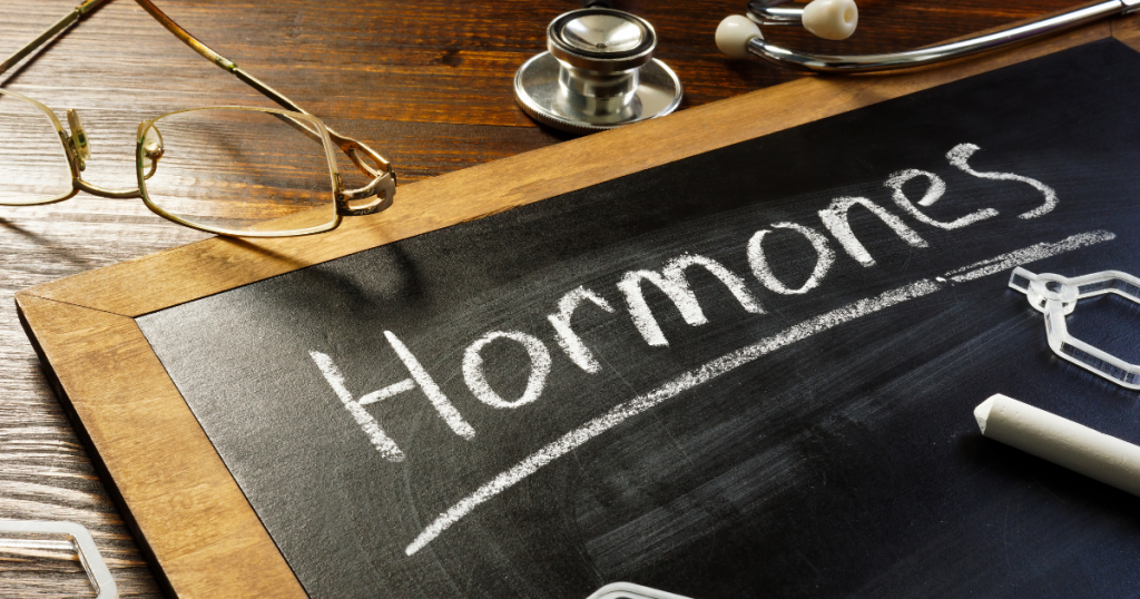 "hormones" written on a chalkboard