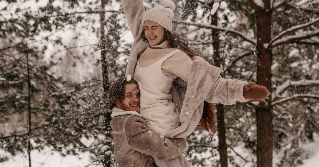 man and woman happy in a relationship