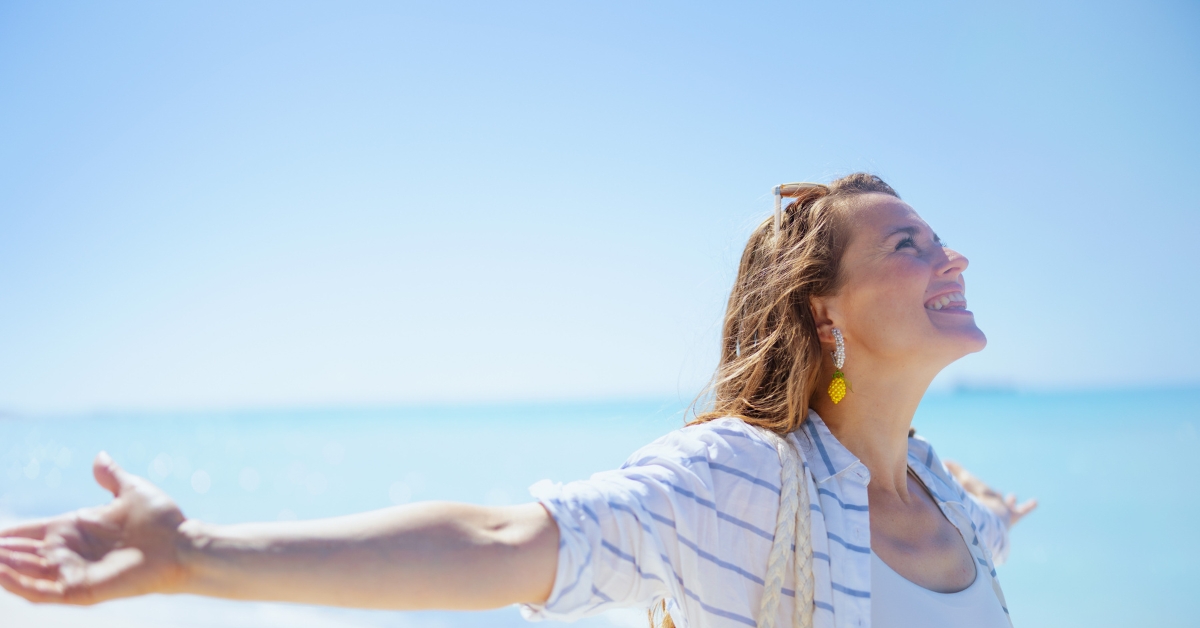 mid age woman on the beach
