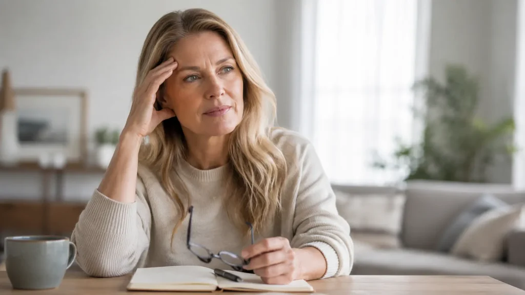 Woman experiencing difficulty concentrating during the menopause transition